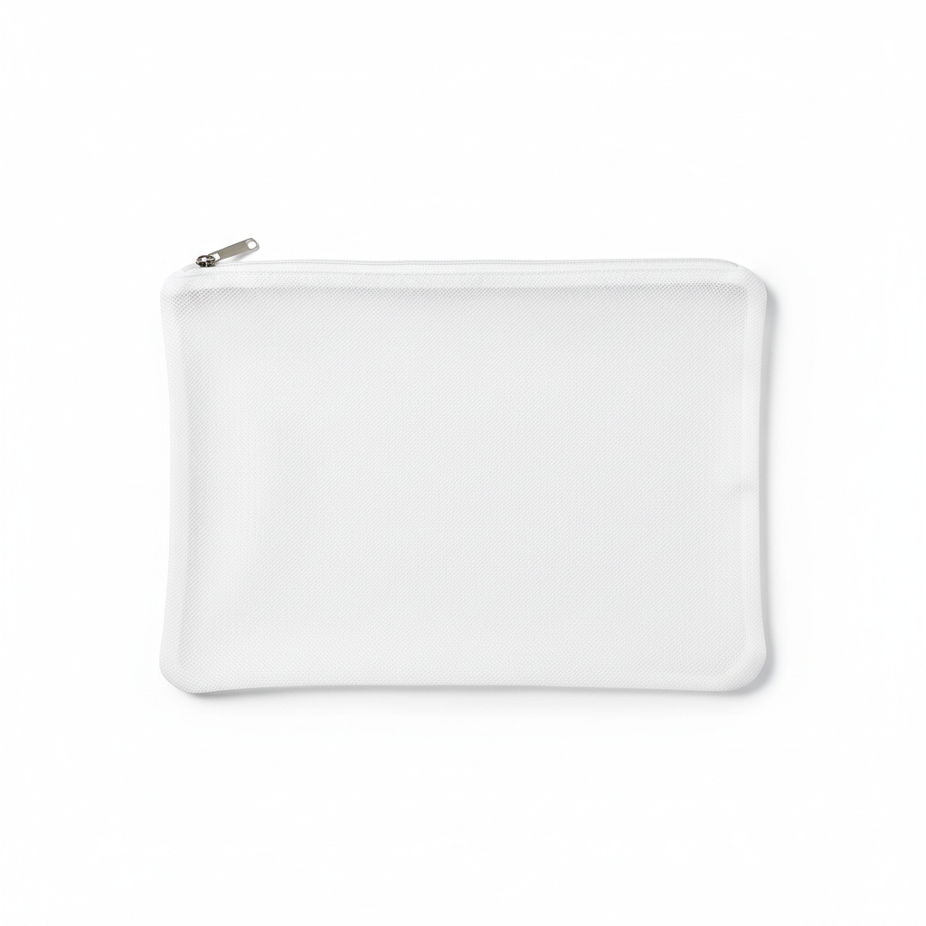 Fine mesh laundry bag with zipper closure on white background