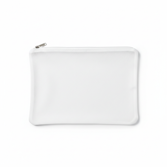 Fine mesh laundry bag with zipper closure on white background
